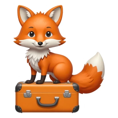 A clever fox gripping a tiny suitcase with its agile tail. sticker