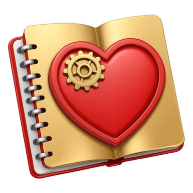 open CRM address book with a heart and gear, emoji style sticker