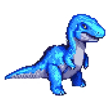 Pliosaurus funkei, pixel art style, simple and blocky, blue and gray colors sticker