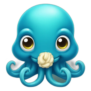 cute blue kraken with adorable face  loving sticker