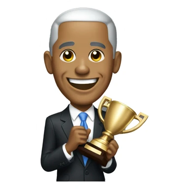 Barack Obama celebrating with a trophy sticker
