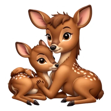 two Bambi deer hugging sticker