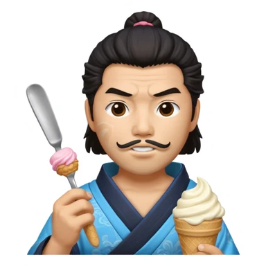 SAMURAI  EATING WITH ICECREAM sticker