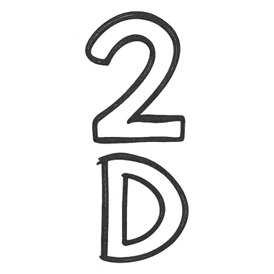 The number 2 with the letter D under it sticker