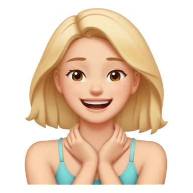 Girl with hands on her neck crossing laughing aggressively  sticker