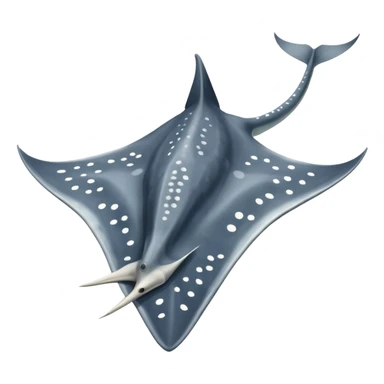 Spotted eagle sting ray with wide wingspan and long spike sting tail viewed from above sticker