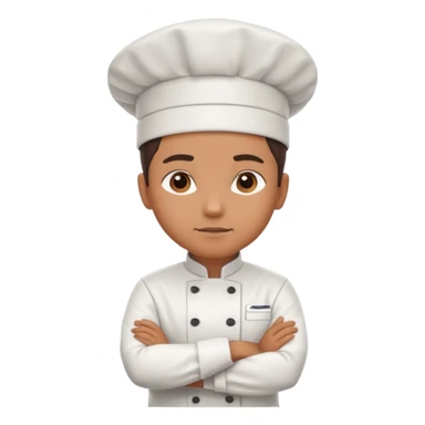 Serious Head Chef – arms crossed, clean uniform, focused expression sticker