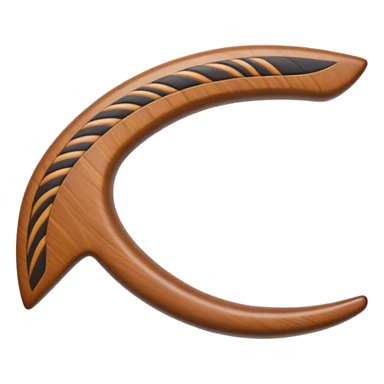 Cinematic Realistic Boomerang Emoji, depicted as a sleek, curved traditional Aboriginal tool rendered with detailed textures and a dynamic sense of motion, symbolizing cultural significance and natural craftsmanship under warm earthy lighting. sticker