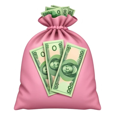 Forest Green Australian $100 long rectangle money notes overflowing in a pink sack sticker