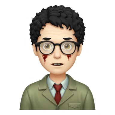 Hombre zombie pelo rizado y gafas sticker