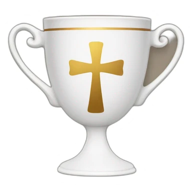 royal empty Christian cup for the winner with a cross on royal background sticker