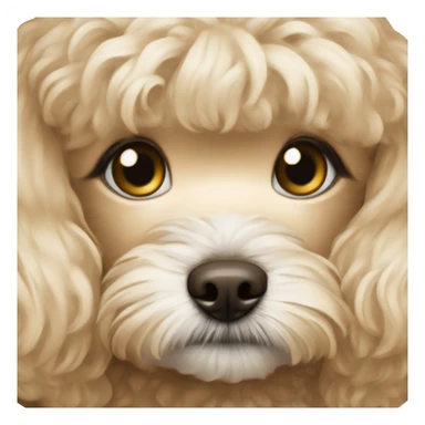 maltipoo and blonde girl with brown eyes together sticker