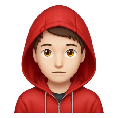 hoodie red simple, dont add laces and no face ore smile sticker