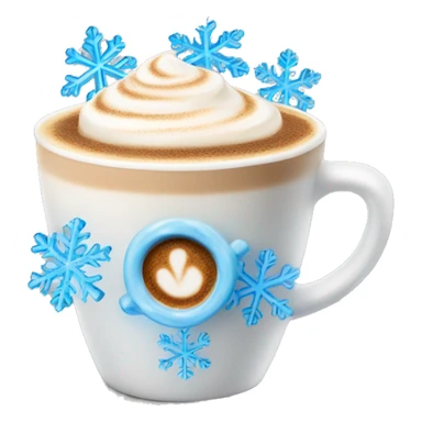 Cappuccino with a blue snowflake froth sticker