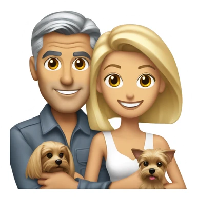 George Clooney and blonde woman holding Yorkshire terrier  sticker