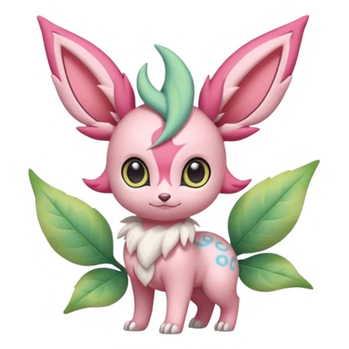 Rosy floral romantic cute kawaii Ivy-Sylveon-Celebi-Leafeon-Pokémon-Digimon-Fakémon-hybrid-fusion-creature sticker