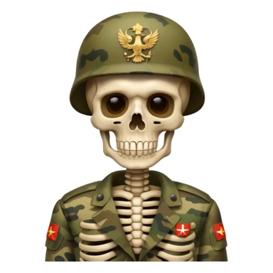 generate a realistic skeleton in Russian military camouflage sticker