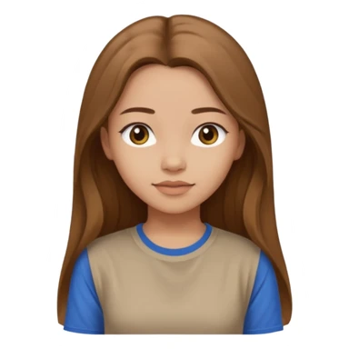 Make a girl wearing a light brown t-shirt with sleeves and long hair sticker