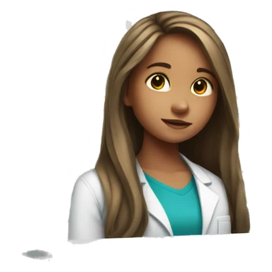 young girl with long hair working in a pharmacy sticker