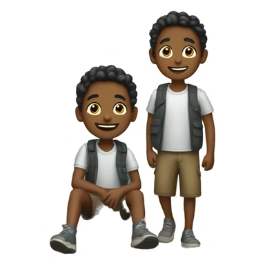 happy boys enjoying nature. Third boy has darker skin sticker