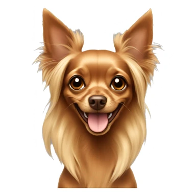 Brown and blonde long haired Russian Toy Terrier smiling sticker