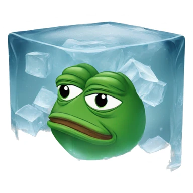 pepe the frog inside an icecube sticker