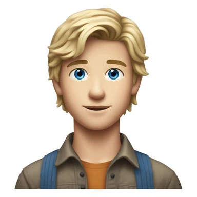 handsome farm boy  14 year old with 
 dirty blond hair in a mullet and blue eyes sticker