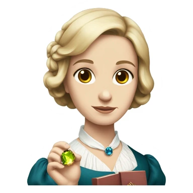 Charlotte Bronte holding a gem in her hand sticker
