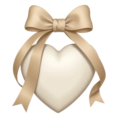white heart with beige ribbon tied in a bow sticker