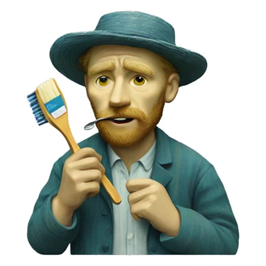 van gogh holding a toothbrush sticker