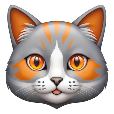 Emoji of cat with grey white and orange color, and orange eyes sticker