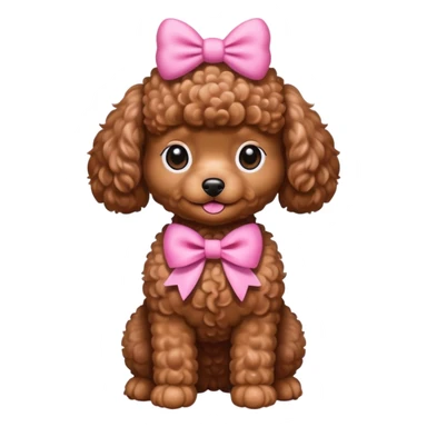 Brown toy poodle with pink bow sticker