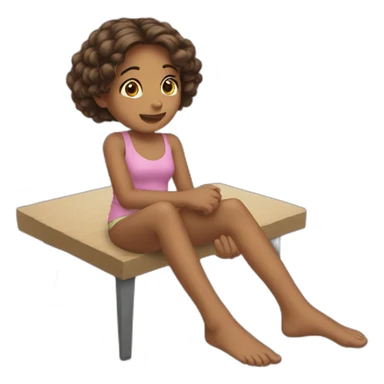 girl looking at her feet sticker