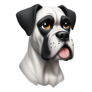 Dog boxer black and white sticker