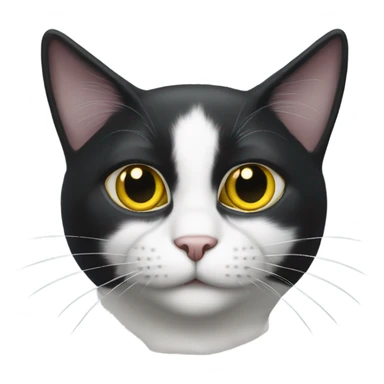 black and white cat with yellow eyes sticker