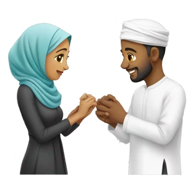 Muslim Couple putting ring on each other hand sticker