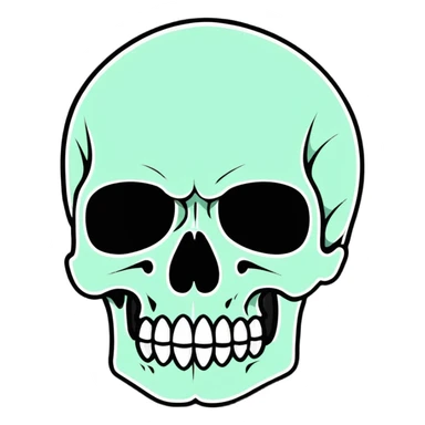 exploded skull, cartoonish sticker style sticker