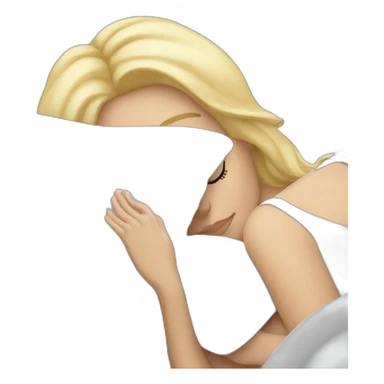 blonde woman sleeping with a pillow sticker