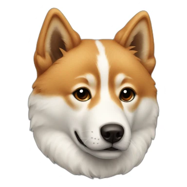 Jindo dog, white fur with top half of head with auburn fur sticker