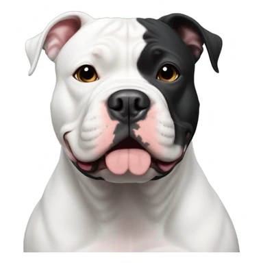 Black American Bully with a white chest marking sticker