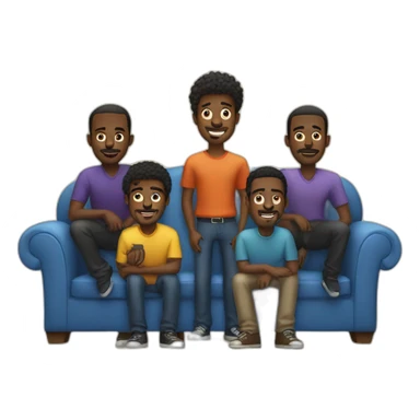 five black guys stand behind a sofa sticker