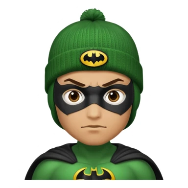 green superhero with beanie batman sticker