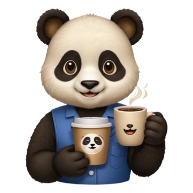 barista panda, holding coffee cup sticker