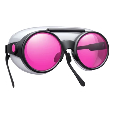 futuristic safety glasses with bright pink lenses, minimalist design sticker