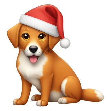 Red fox Labrador with a Christmas hat  sticker