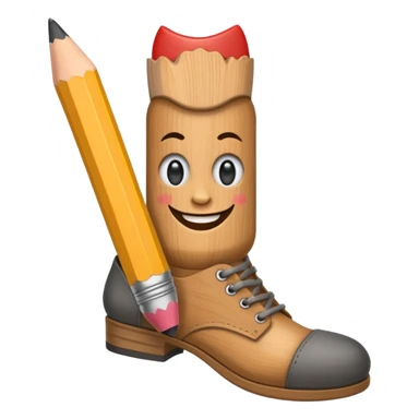 a pencil with a mad smile face and has human feet sticker