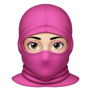 gangster style balaclava pink in colour with eyes showing through the eye holes of the balaclava with beautiful eyelashes on  sticker