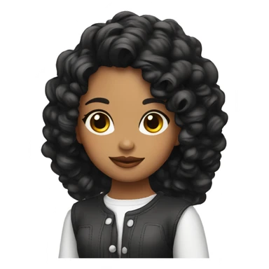 Chica con cabello largo rizado color negro, piel morenita  sticker