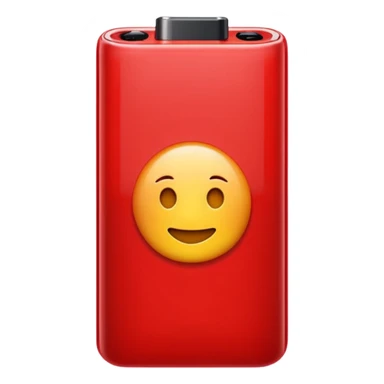 iPhone emoji style battery icon almost empty with red color at the end, glossy and clean sticker