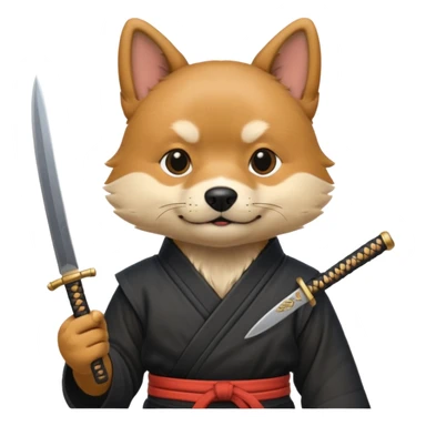 dog japan ancient ninja with small knife sticker